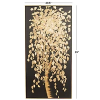  30" x 59" Black Polystone Tree with Gold Foil Accents Framed Wall Art