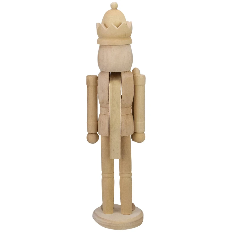 14.75" Unfinished Paintable Wooden Christmas Nutcracker with a Crown