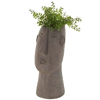 17" Textured Brown Woman Head Planter