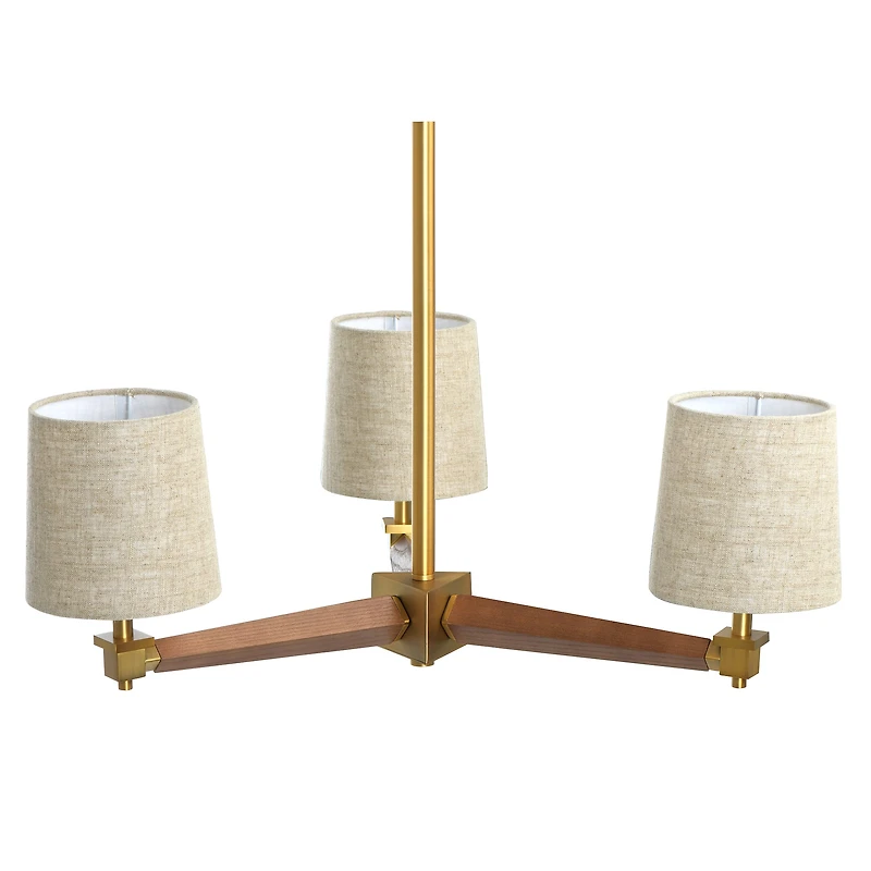 Hello Honey® 37.5" Wood & Metal Chandelier with Linen Shades