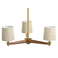 Hello Honey® 37.5" Wood & Metal Chandelier with Linen Shades