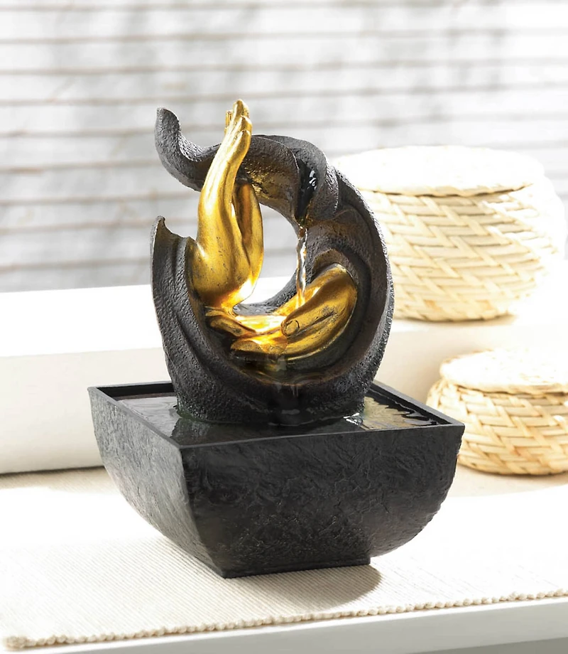 8" Golden Hands LED Tabletop Fountain