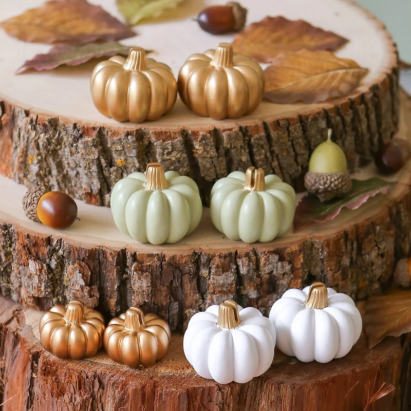 Kate Aspen® Mini Gold Pumpkin Place Card Holder Set