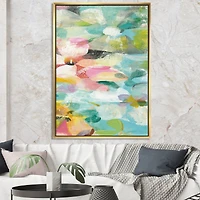 Designart - Handpainted Abstract Flowers in Blue and Pink