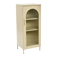 Hello Honey® 40" Solstice Narrow Metal Accent Cabinet with Adjustable Storage Shelves and Arched Glass Door