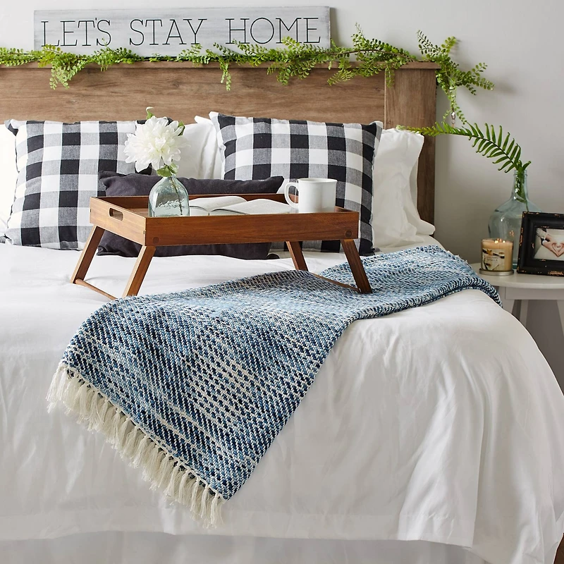 DII® Blue Tone Diagonal Stripe Acrylic Throw