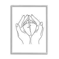 Stupell Industries Hands Holding Baby Feet Minimal Line Drawing in Frame Wall Art