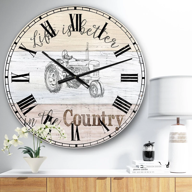 Designart Moment Tractors Farmhouse Wall Clock