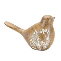 Bird Figurine with Carved Floral Design Set
