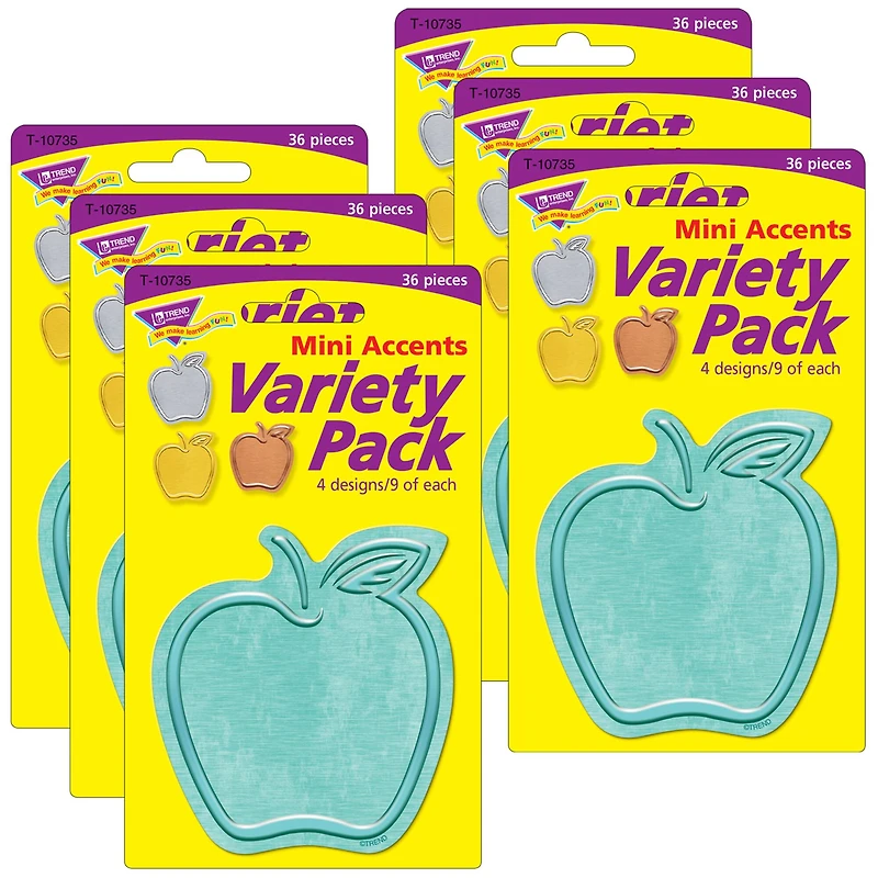 Trend Enterprises® I Heart Metal Apples Mini Accents® Variety Pack, 6 Packs of 36