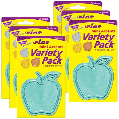 Trend Enterprises® I Heart Metal Apples Mini Accents® Variety Pack, 6 Packs of 36