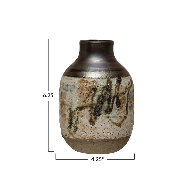 Hello Honey® 6" Neutral Hand Painted Stoneware Vase