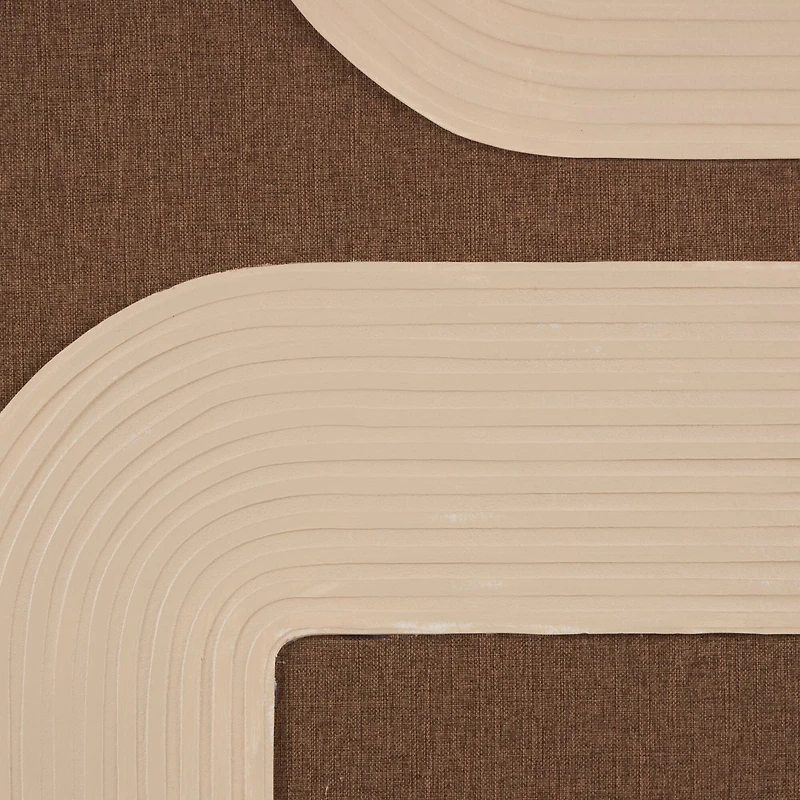 33" x 49" Brown Polyester Abstract Framed Wall Art with Tan Ribbed Arches