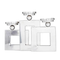 Silver Stainless Steel Modern Candle Holder, 11" x 14" x 6"