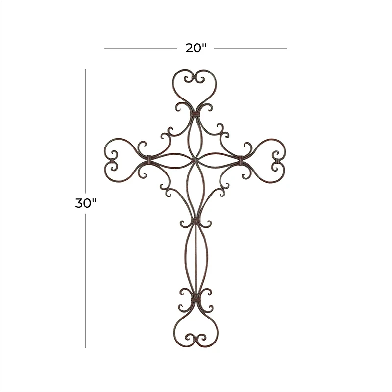 Black Metal Scroll Cross Wall Decor 19" x 0" x 29"