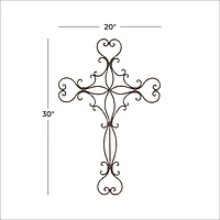Black Metal Scroll Cross Wall Decor 19" x 0" x 29"