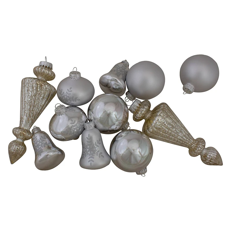 36ct. Silver Contemporary Ornaments