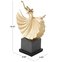 12" Gold Dancer Sculpture with Black Square Base