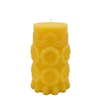 3.7" x 6" Yellow Day of the Dead Sunflowers Unscented Pillar Candle by Ashland®