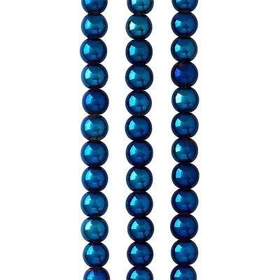 Iris Blue Round Glass Beads, 8mm by Bead Landing™