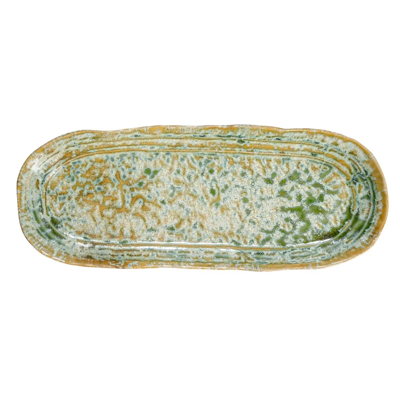 Hello Honey® Long Green Reactive Crackle Glaze Stoneware Platters, 2ct.