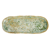 Hello Honey® Long Green Reactive Crackle Glaze Stoneware Platters, 2ct.