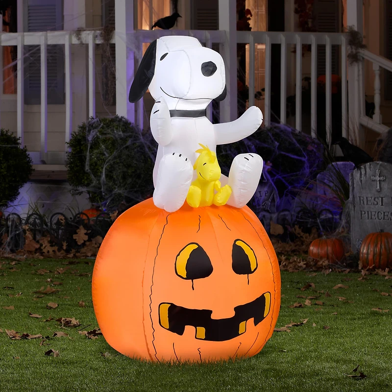 4.5ft. Airblown® Inflatable Halloween Peanuts® Snoopy on Pumpkin
