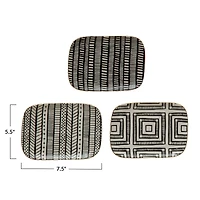 Hello Honey® 7.5" Black, White & Gold Edge Geo Print Stoneware Plate , 3ct.