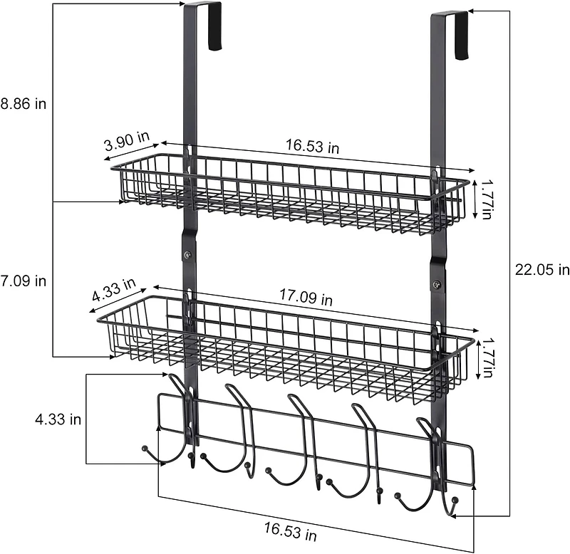 NEX™ Over the Door Basket Hook Organizer