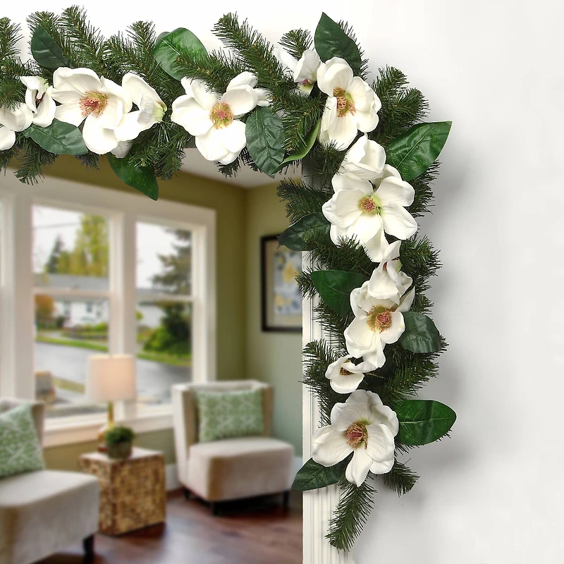 6ft. North Valley Spruce Magnolia Flower Garland