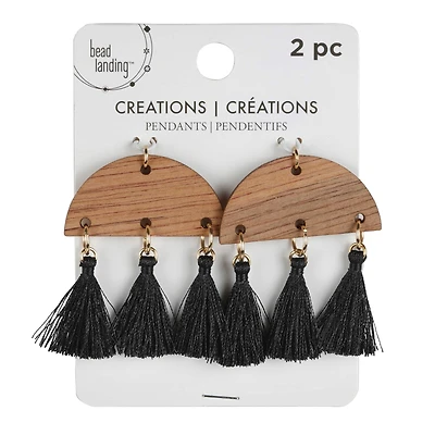 Creations Wood & Tassel Pendants by Bead Landing™
