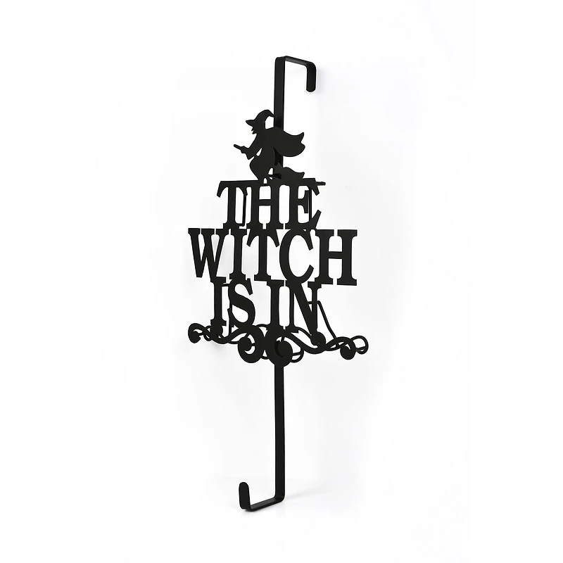 18" Halloween The Witch Is In Wreath Hanger