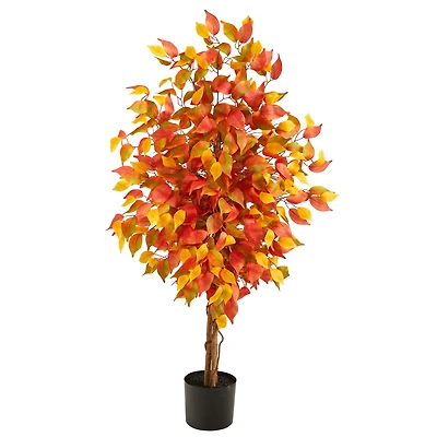 4ft. Orange Autumn Ficus Artificial Fall Tree
