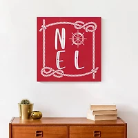 16" Red Nautical Noel Christmas Canvas Wall Décor