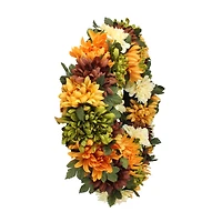 19.5" Autumn Orange & Green Mum Wreath