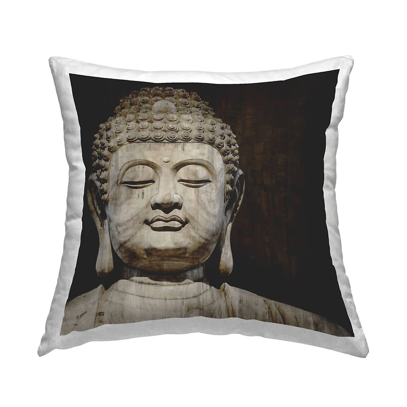 Stupell Industries Calm Buddha Spiritual Shrine Figure Portrait Throw Pillow, 18" x 18"