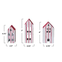 Hello Honey® White & Red Hand-Painted Paper Mache House Set