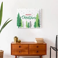 Merry Christmas Forest Canvas Wall Art