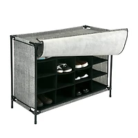 Simplify Black 16 Compartment Shoe Cubby