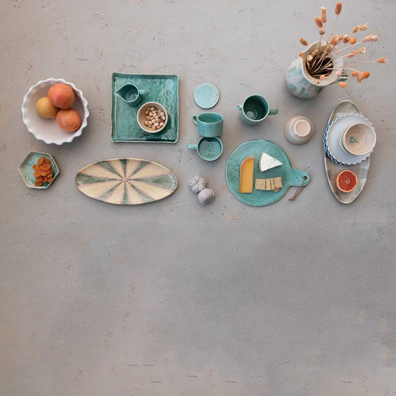 Hello Honey® Aqua Reactive Crackle Glaze Stoneware Hexagon Plates, 6ct.