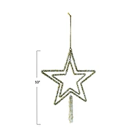 Hello Honey® 10" Gold & White Metal Star Glass Beaded Ornament with Tassel