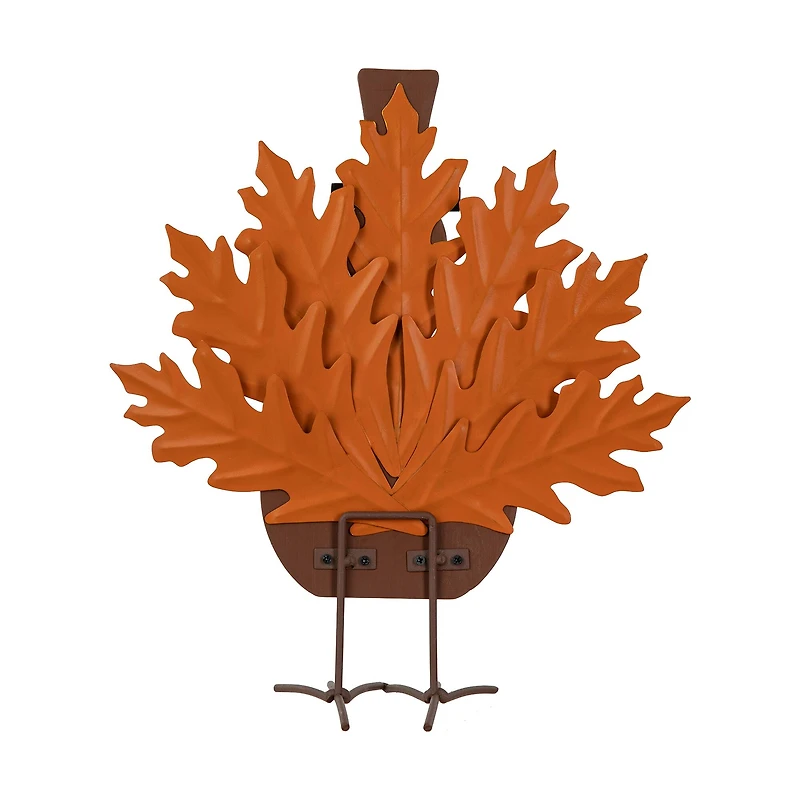 Glitzhome® 12.25" Thanksgiving Wood & Metal Turkey Table Décor