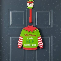 Glitzhome® 13.25" Christmas Elf Sweater Sign Door Hanger
