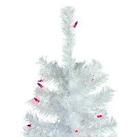 6.5ft. Pre-Lit Woodbury White Pine Artificial Christmas Tree, Pink Lights