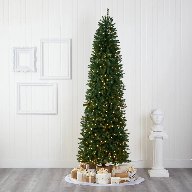 9ft. Pre-Lit Green Mountain Pine Artificial Christmas Tree, Clear LED Lights