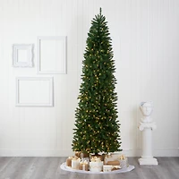 9ft. Pre-Lit Green Mountain Pine Artificial Christmas Tree, Clear LED Lights