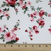 Fabric Merchants Pink Flowers Double Brushed Stretch Fabric