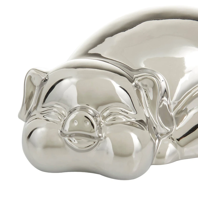 CosmoLiving by Cosmopolitan Silver Porcelain Contemporary Sculpture, 5" x 13" x 9"