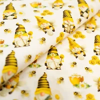 SINGER White Bee Gnomes Cotton Fabric