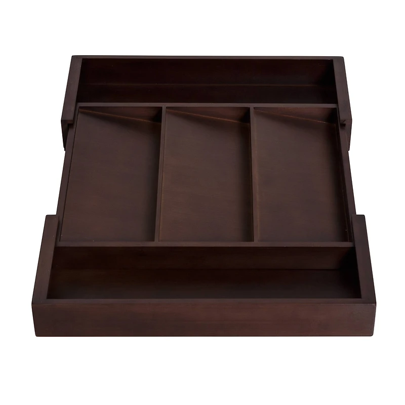 17'' Walnut Expandable Kitchen Drawer Organizer Tray